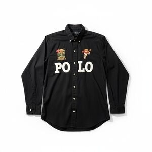 Polo Ralph Lauren Polo Bear Rugby Shirt Youth 170 Boys XL Black Button-Up